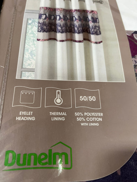 Dunelm Thermal Flora Patchwork lined curtains 66x54