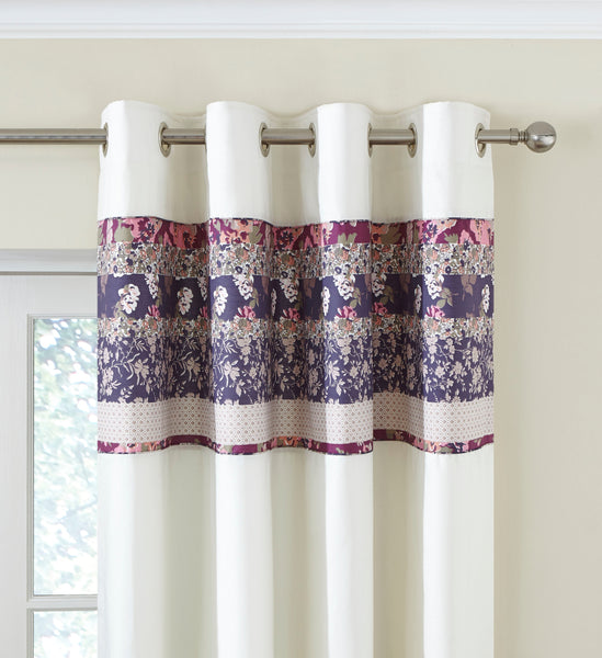 Dunelm Thermal Flora Patchwork lined curtains 66x54